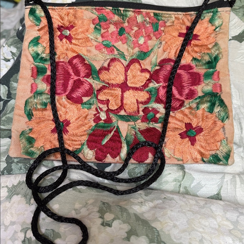 Unbranded Orange Multicolor Floral Embroidered Crossbody Bag Women’s Hobo Bags